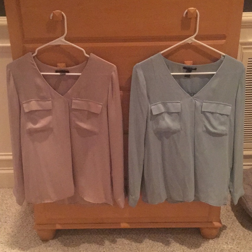 Bundle Forever21 Blush Beige Blue Pocketed Blouses